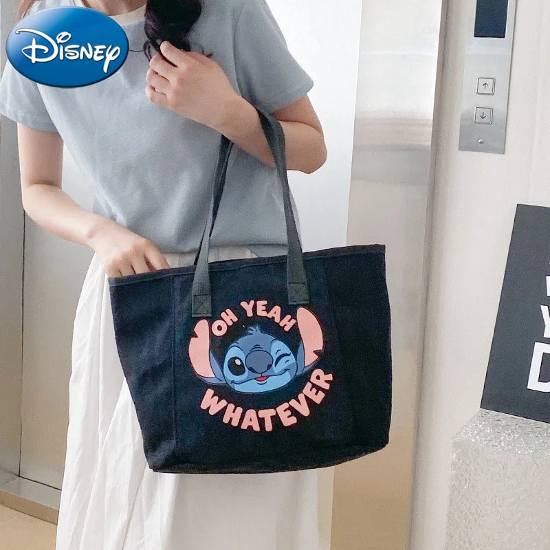 

Disney's new cartoon Stitch fashionable large-capacity handbag middle school student cute one-shoulder canvas shopping bag