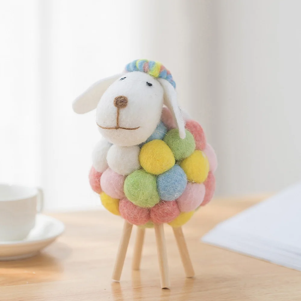 Mini Small Wool Ornament Xmas Holiday Statue Miniature Home Decoration Felt Sheep Figurines Party Supplies