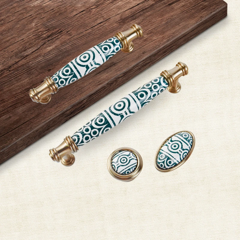 Floral Pattern Ceramic Drawer Pulls Creative Kitchen Door Cabinet Handles Knobs and Pulls Decoration Furniture Hardware