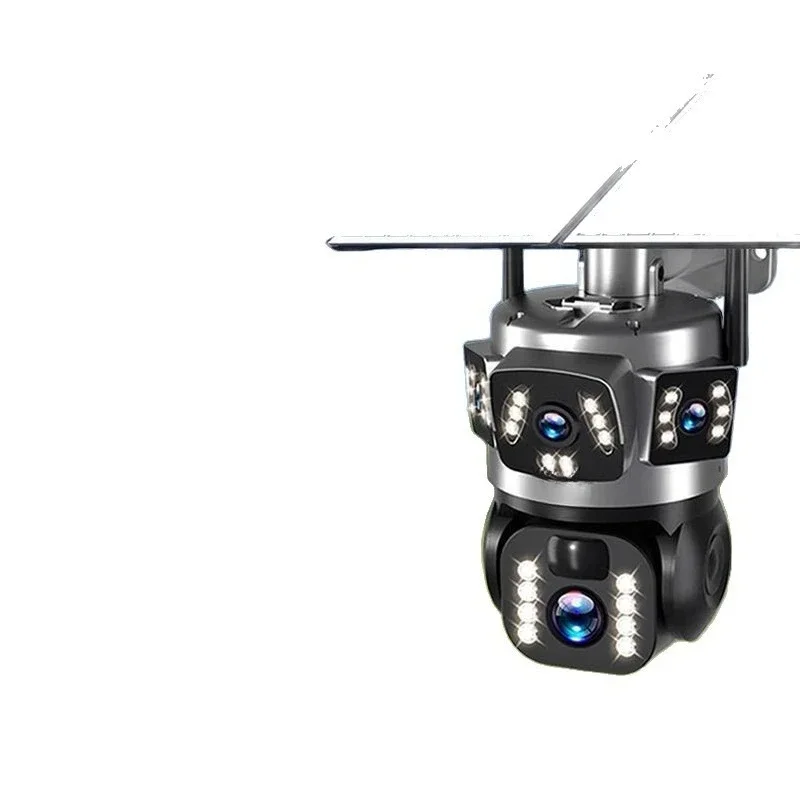 Free recharge, solar three-screen surveillance camera, mobile phone ultra-clear 360-degree panoramic outdoor without dead ends