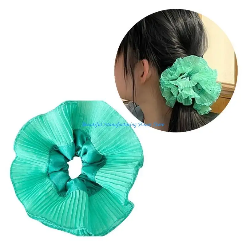 

E56A Elegant Ruffled Trim Hair Scrunchies Elastic Hair Rope Soft Hair Rope Spring Elastic Hair Tie for Girls Braids Hold