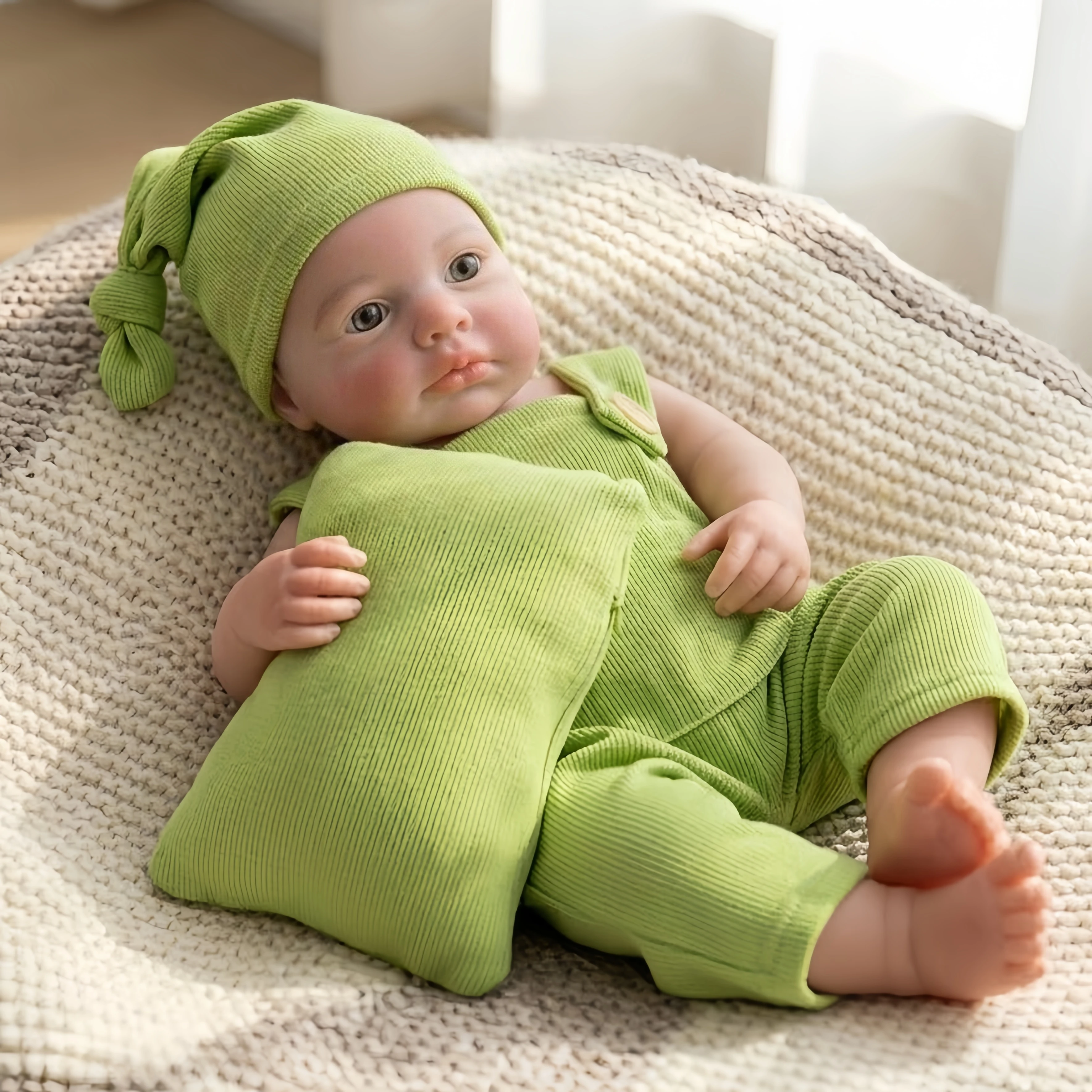 

Open Mouth 18Inch LouLou bebe reborn de silicona Boy Doll With Painted Bald Soft Touch Handmade Lifelike Corpo De Silicone Doll