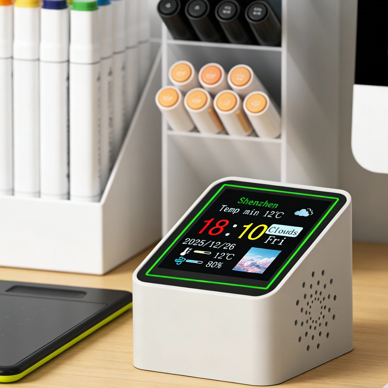 Smart WiFi Digital Weather Station with Temperature Humidity Display Date for Kitchen Bathroom Office Bedroom Home