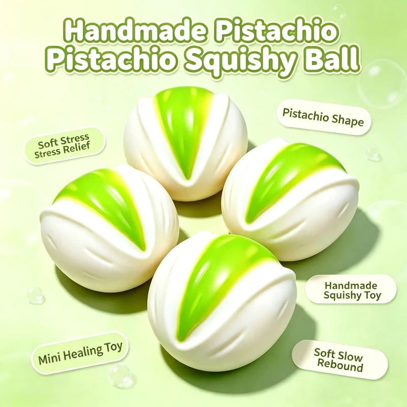 Pistachio Squishy Decor Toy Soft Slow Rebound Stress Relief Fidget Hand Squeeze Toy Ornament for Home Tabletop Decoration Gift