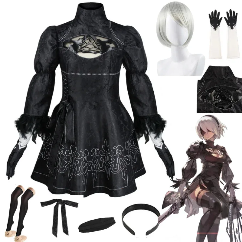

Nier Automata Косплей Костюм Yorha 2B сексуальный наряд игровой костюм женские костюмы для ролевых игр для девочек нарядное платье на Хэллоуин
