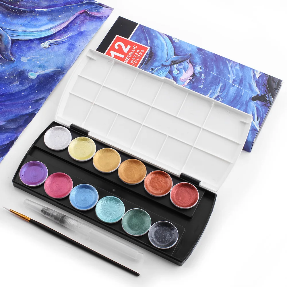 24 color watercolor paint set for beginners, hand-painted art with 12 colors and 36 colors in a tubular box