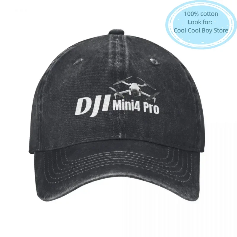 Retro D-DJI Drone Pilot Mini4 Pro Baseball Caps Men Women Distressed Washed Headwear Operator Outdoor Workouts Unstructured Hat