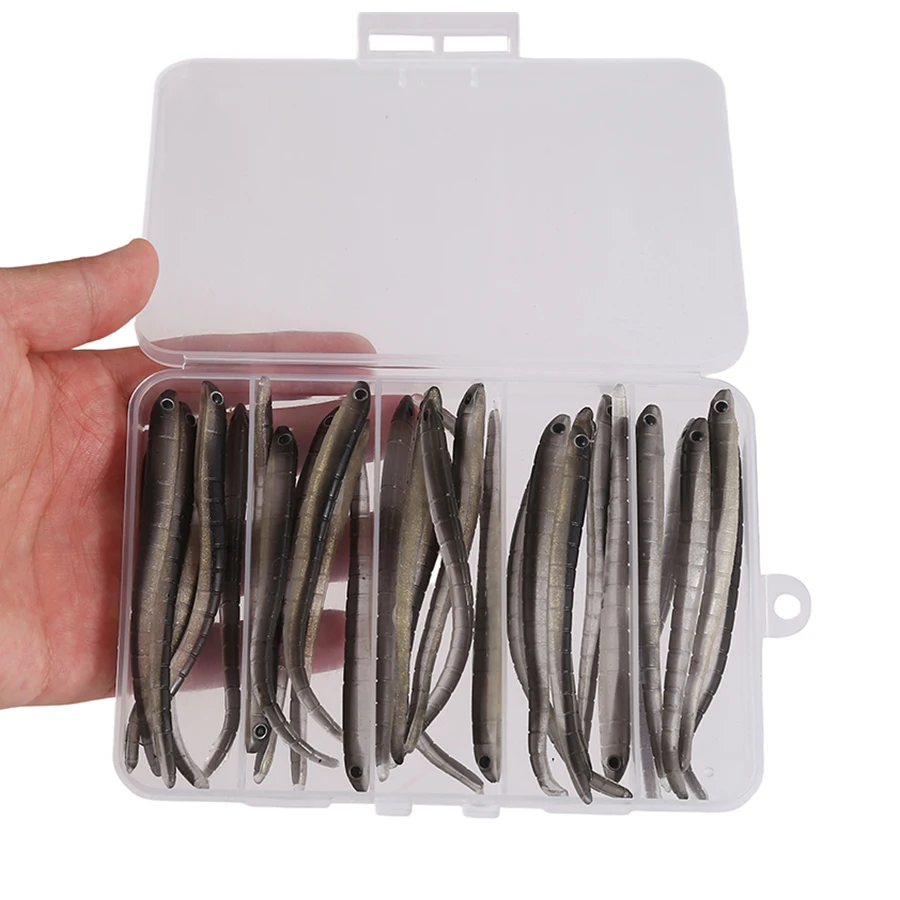 

30PCS/BOX Worm Soft Artificial Bait Carp Bass Shad Leurre 3d Eyes Souple Fishing Tackle Jig Wobbler For Fishing Lures Swimbait