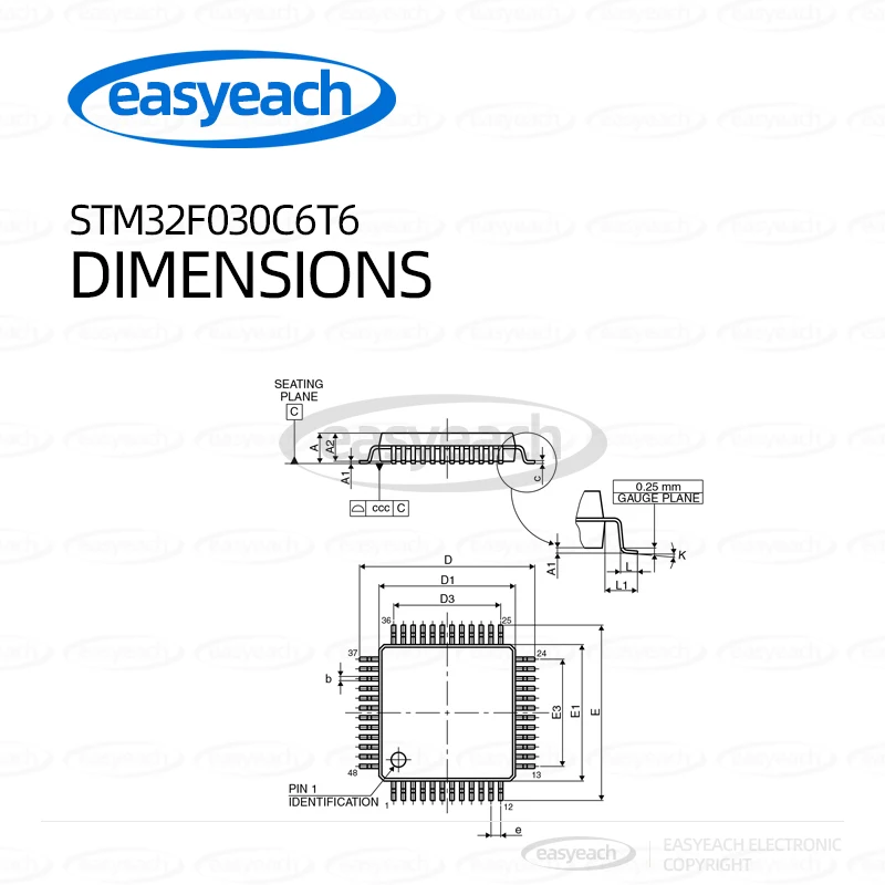 STM32F030C6T6 LQFP-48 48MHz 32KB Flash/microcontrolador de 32 bits-microcontrolador MCU