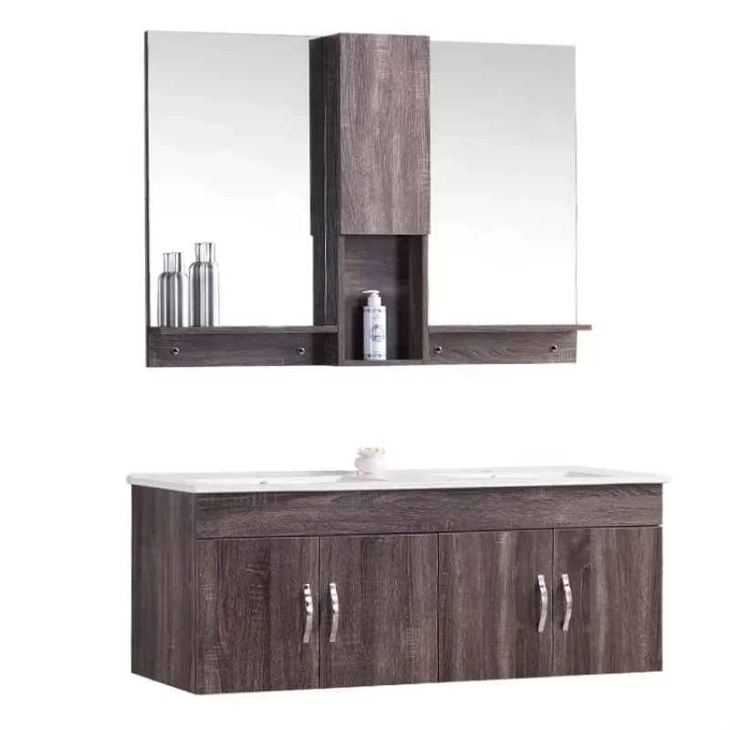 

Double Sink Bathroom Vanity Cabinets Set Modern Style Mirror Cabinet Bathroom Furniture With Ceramic Basin For Toilet