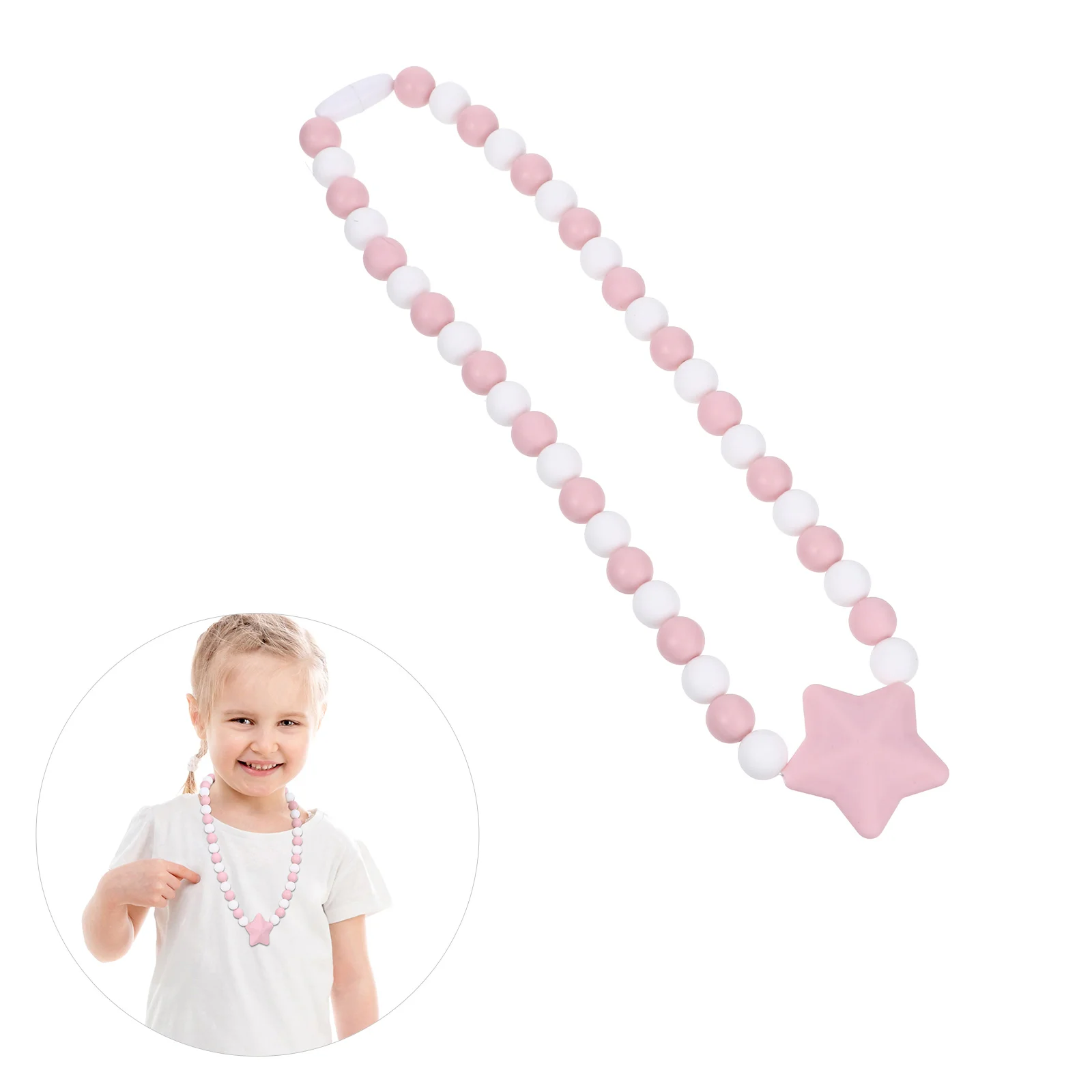 

Silicone Star Molar Toy Chew Chain Teething Tool Teether Adjustable Size Infant Teething Necklace Molar Teether Care