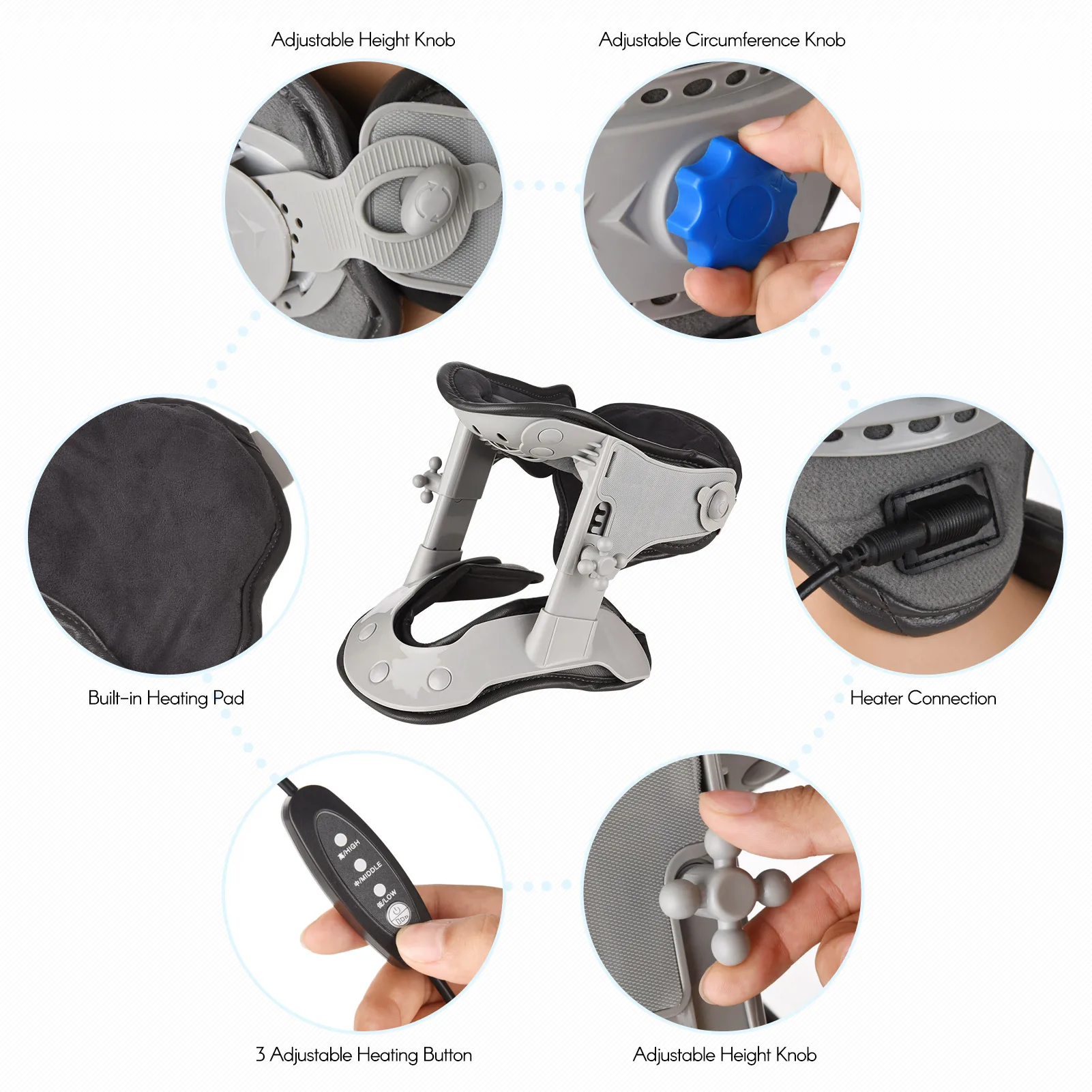 Cervical Neck Traction Device Adjustable Neck Stretcher Collar for Improved Spine Alignment Neck Pain Relief and Support