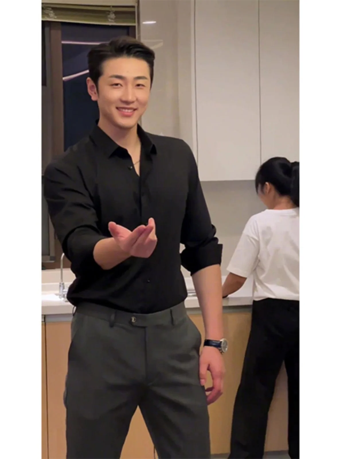 

Slim Fit Long Sve Pure Bla Men's irt Busin Sle Faion Brand Mature And Stable Casual irt for Men Youth Trend