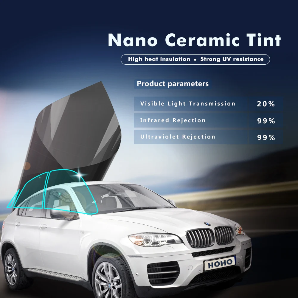 50cmX5m Nano Ceramic IR90% UV99% Anti-glare UV Protection High Heat Insulation Solar Car Auto Window Tint Film Windows Sticker