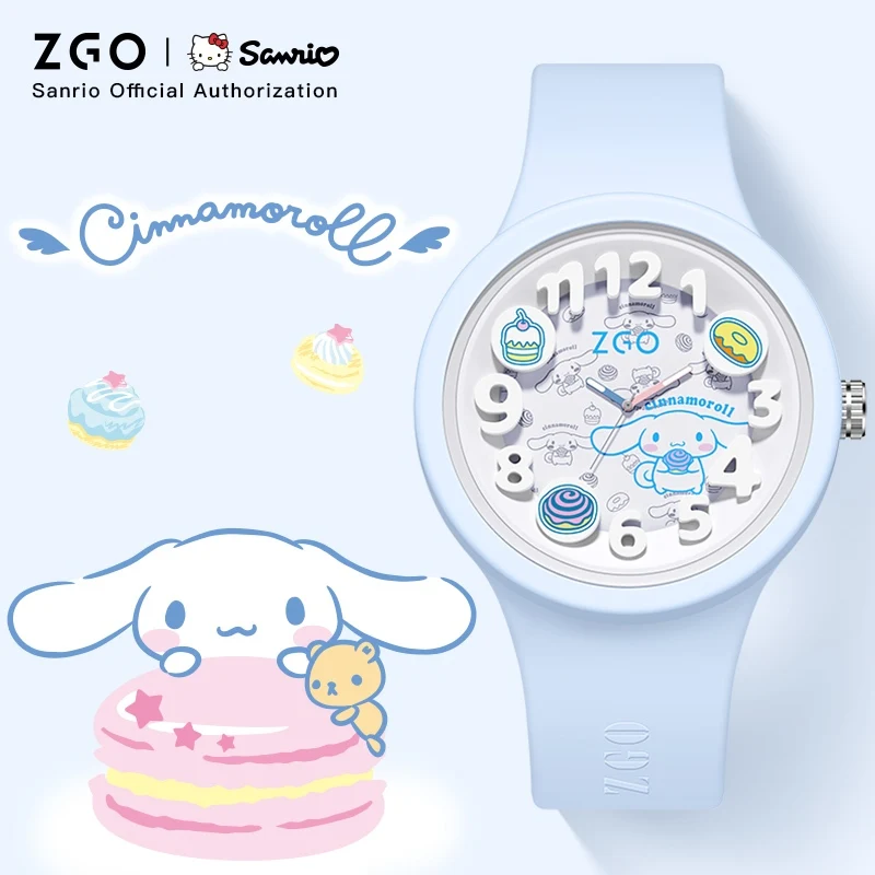 ZGO X Sanrio Cinnamoroll Kids Watches for Boys and Girls Glowing Sports Waterproof Quartz Watch Primary School Student Gift 897