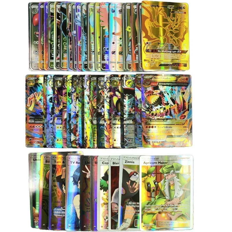 100-200pcs Pokemon Card Not Repeating Flash EX GX VMAX Collection Cards Game Battle Carte Trading Children Toy