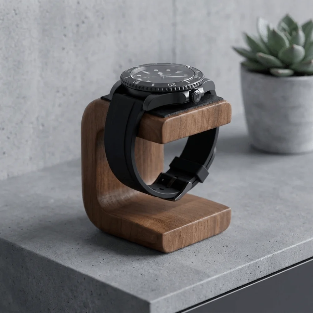 Display Stand Wooden Watch Stand Gifts with Leather Pad Jewelry Display Rack Table Top Ornament Simple Watch Holder Retail