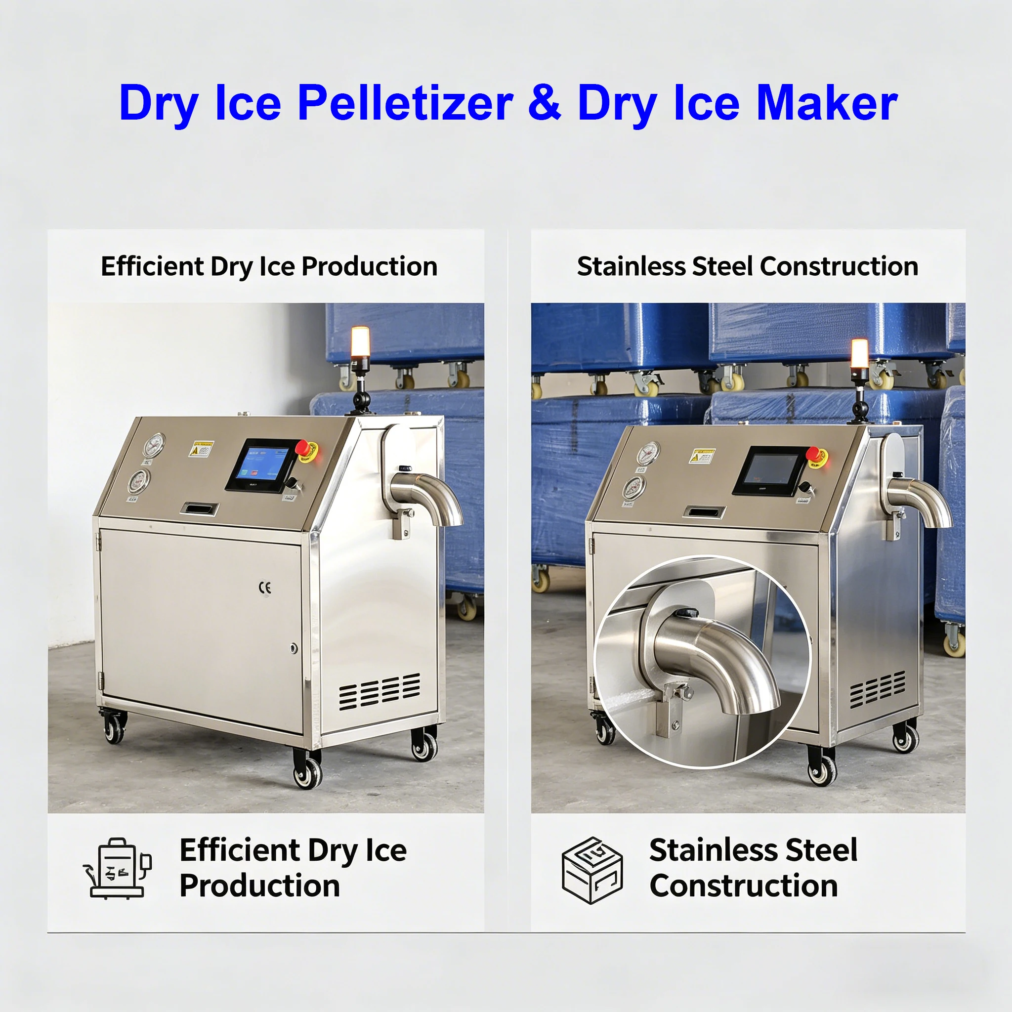 Low Maintenance Dry Ice Pellet Making Equipment Granulator For Auto Body Shop For Car Panel Mold Weld Line Spatter Removal