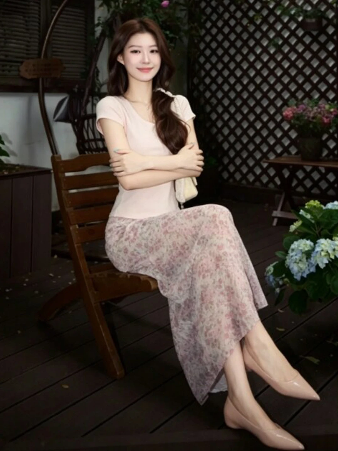 

Floral Print Half Skirt Set Unique Two-Piece Ensemble Anti-Wrinkle Cotton Summer Fashion Casual Wear for Young Women