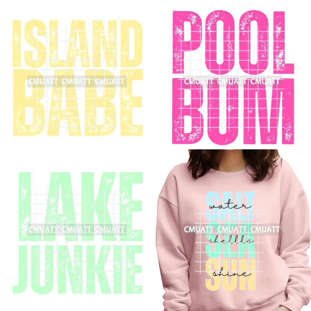 

Модные летние Vibes Lake Beach Chasing Sunshine Vacation Trip Words Iron on DTF Transfer Stickers Готовые нажимаемые для одежды