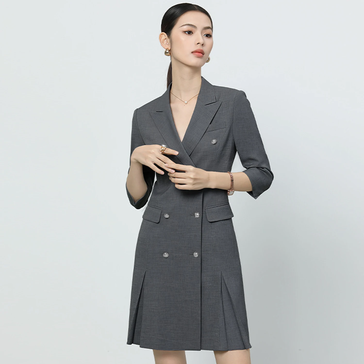 Różowa damska marynarka i spódnica Allingentle, długi płaszcz do noszenia na co dzień, do biura, z możliwością personalizacji.