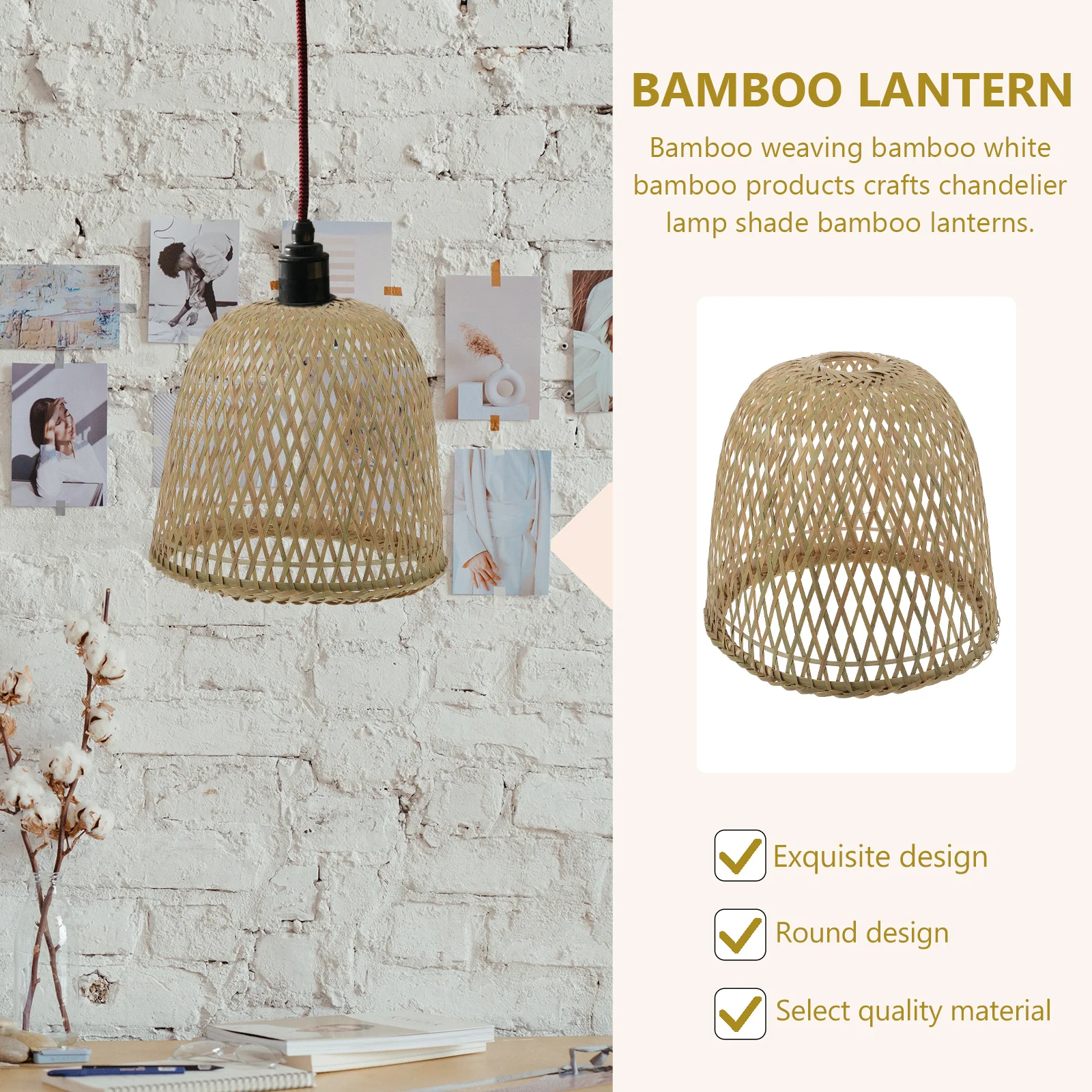 

1pc Bamboo Woven Pendant Lamp Cover Decorative Ceiling Light Shade For Home Bar Cafe Restaurant Hanging Lampshade