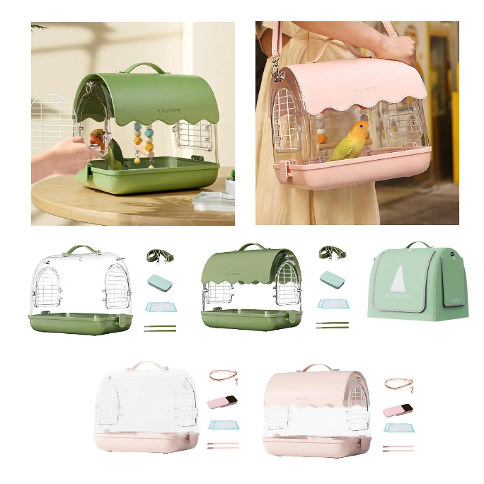 Travel Bird Cage Bag Portable with Shoulder Straps Breathable Hamster Cage for Parrot Small Birds Budgies Parakeets Parrots