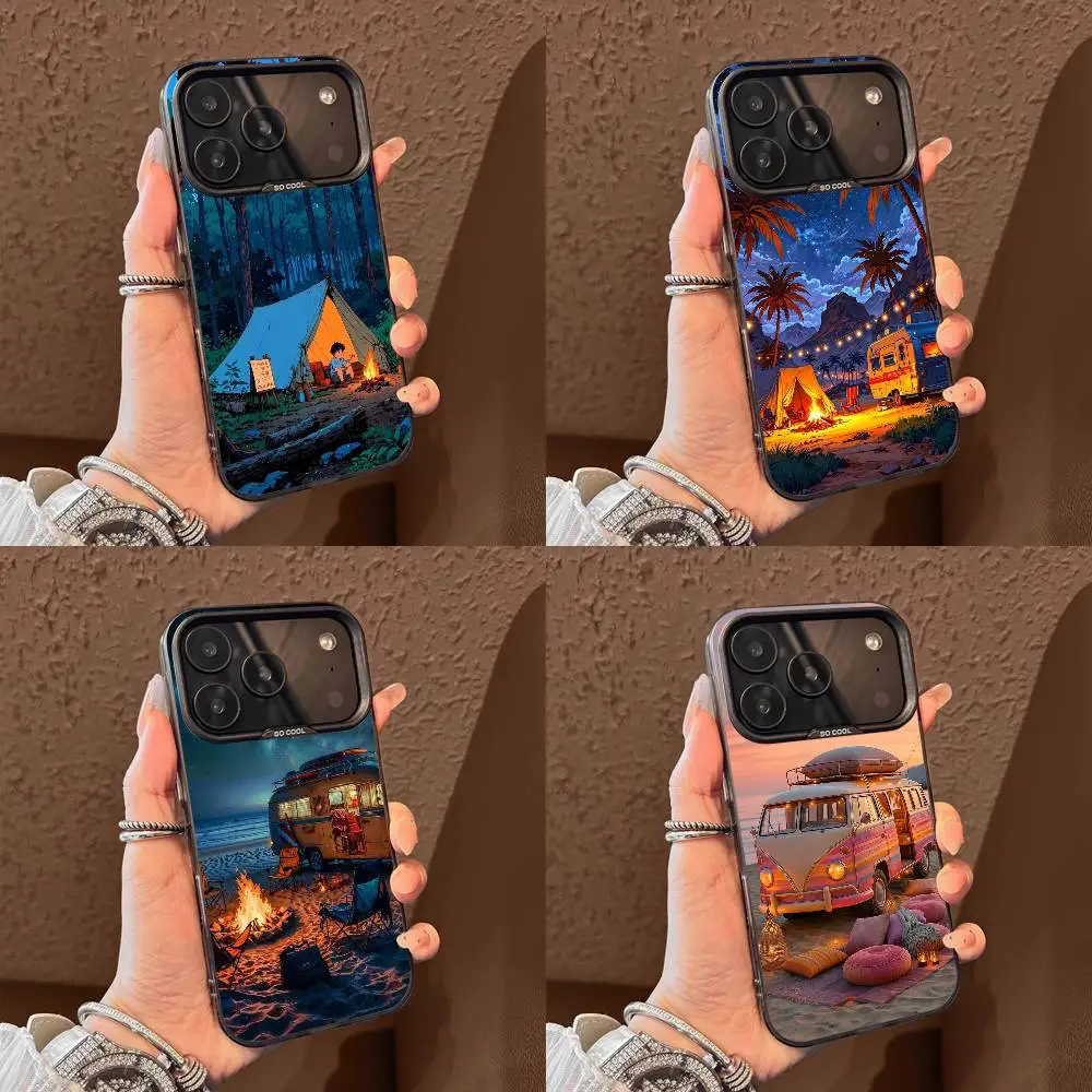 

Combi Van Car Outdoor Camping Phone Case For iPhone 17,16,15,14,13,12,11,Pro,Max,Plus,E,Air,Mini Black Tpu Cover
