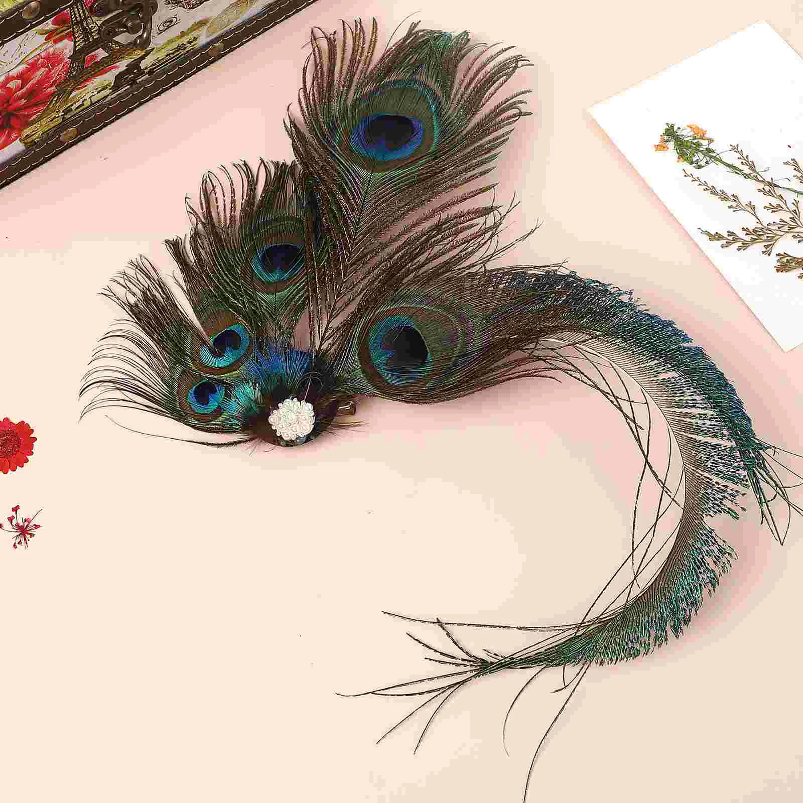 Hair Pins Peacock Fascinator Barrette Women Clip Hairpin Retro Headdress Bridal Bride