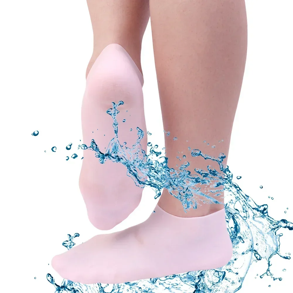 Silicone Protective Moisturizing Socks Foot Cover Skin-Friend Spa Massage Moisturizing Gel Socks for Dry Cracked Feet Foot Care