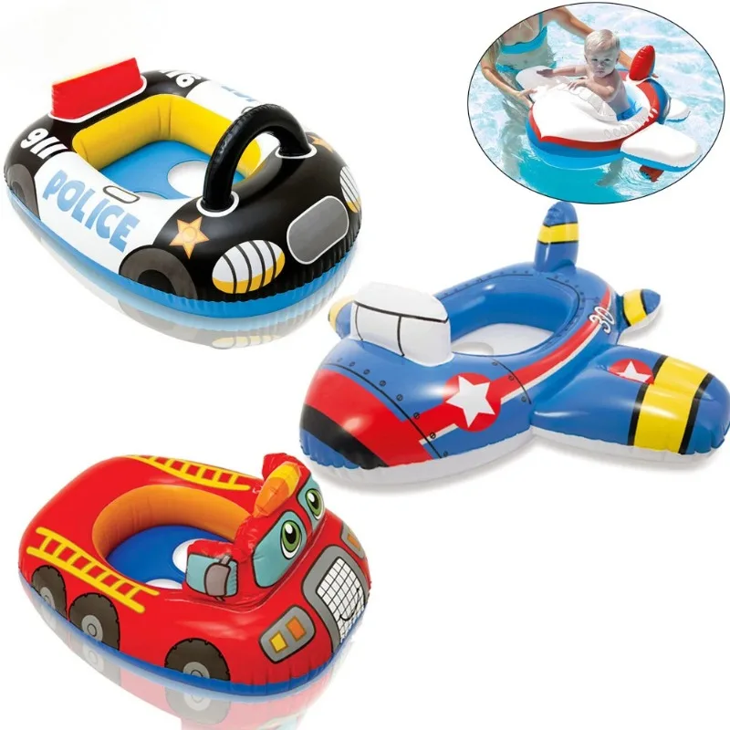 Opblaasbaar Waterspeelgoed Cartoon Politieauto Babyzwemmen Vlotter Zetel Boot Zomer Buitenzwembad Zwemmen Ring Opblaasbare waterapparatuur