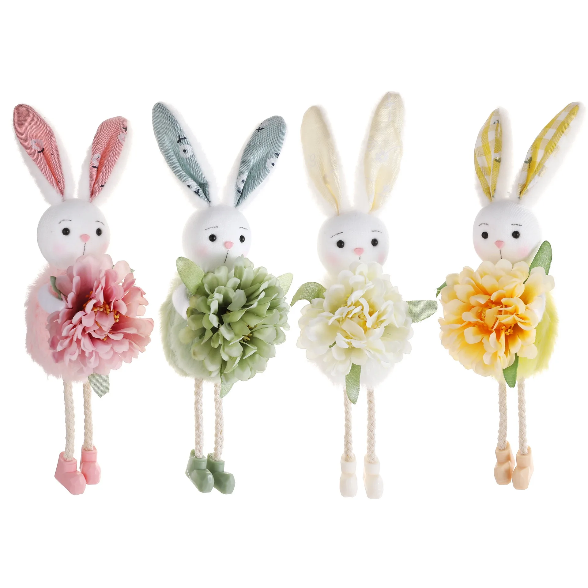 22cm Easter Bunny Decorations Easter Rabbit With Flower Hanging Pendant Spring Party Home Garden Ornaments Holiday Gifts