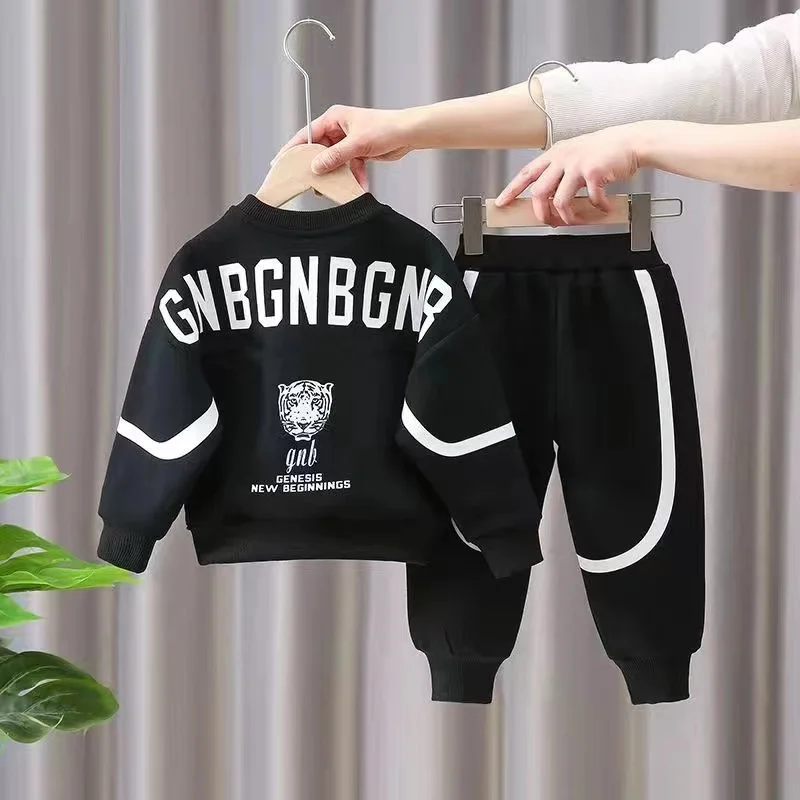 Spring Autumn Boys Clothing Set 2024 New Children\'s Baby Top and Pants Two Piece Boys Long Sleeve Sweater Set Kids Clothes Suit