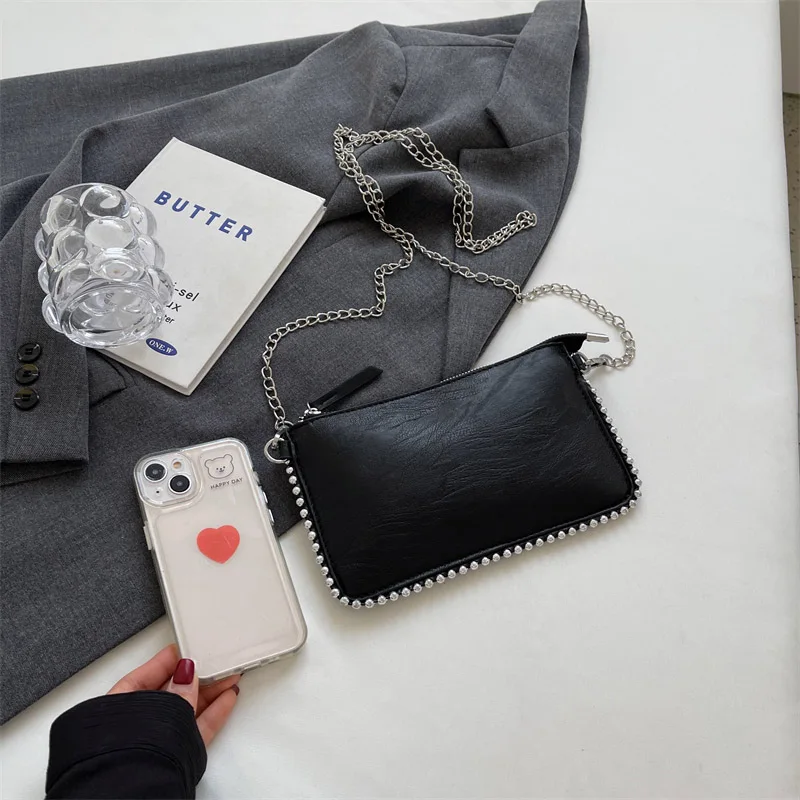 Einfarbige Umhängetaschen für Damen, modische Ketten-Handytaschen, modische Schulter-Messenger-Tasche, Sac A Main für Frauen – Detail 37