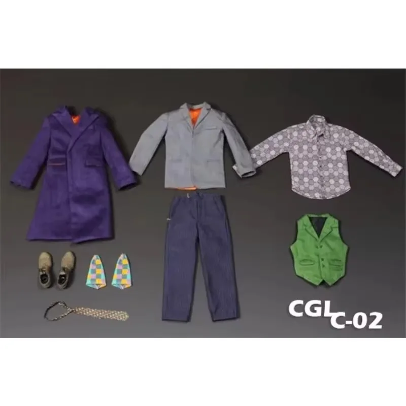 1/6 Scale Purple Long Coat Suit with Shoes Tie Shirt Male Soldier Clothes Model for 12" Toy Figures Hobbies Body Collection Gift view 3