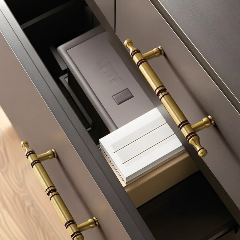 

French luxury gold brass handle, high-end and simple pure copper cabinet, wardrobe door handle, cabinet door drawer handle