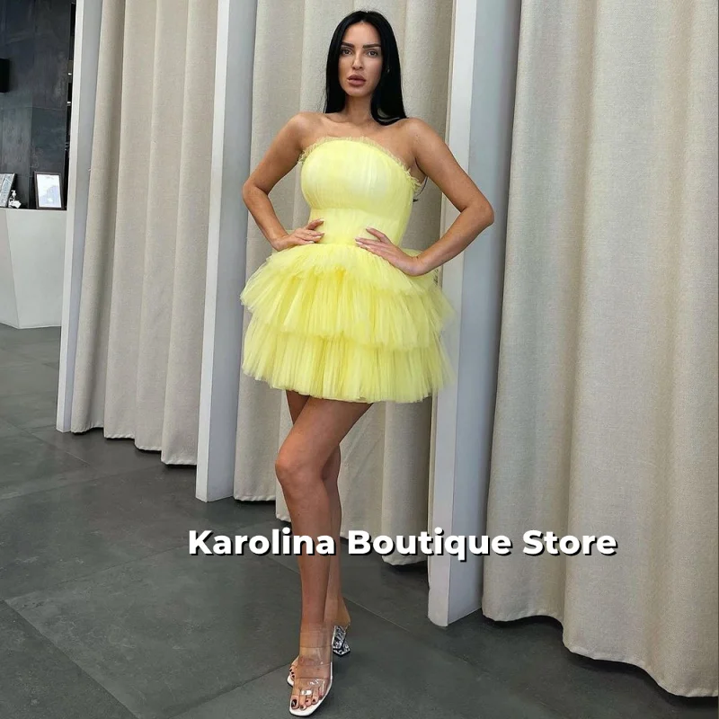 

Очаровательные платья для встречи выпускников Мини-короткие с оборками без бретелек из тюля Саудовская Аравия Vestidos De Gala по индивидуальному заказу