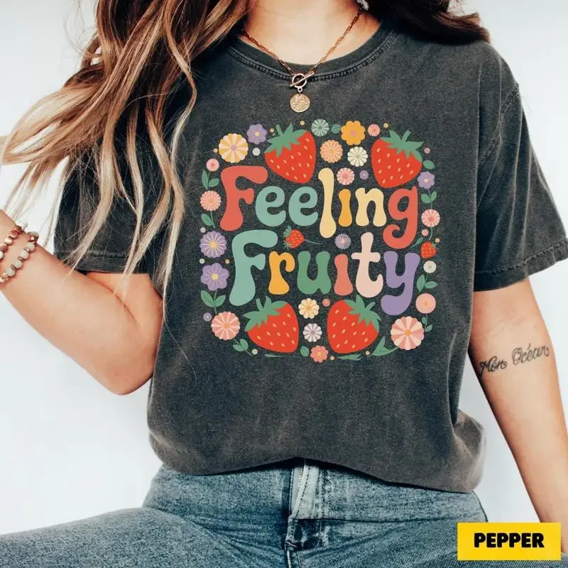 Feeling Fruity T Shirt LGBTQ Pride Retro Rainbow Frog Trendy Design