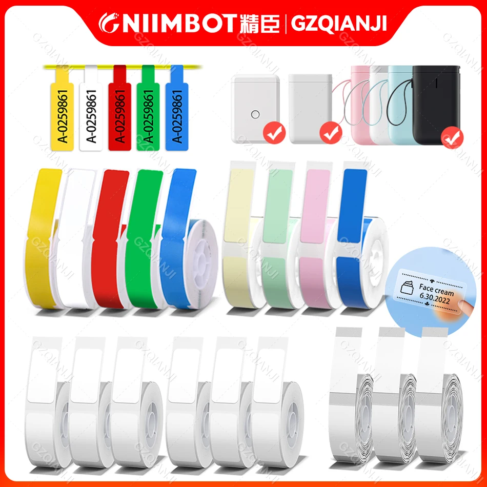 Niimbot-rollo de etiquetas adhesivas directas de papel térmico D110 D11, adhesivo fuerte, impresión transparente para impresora térmica de bolsillo