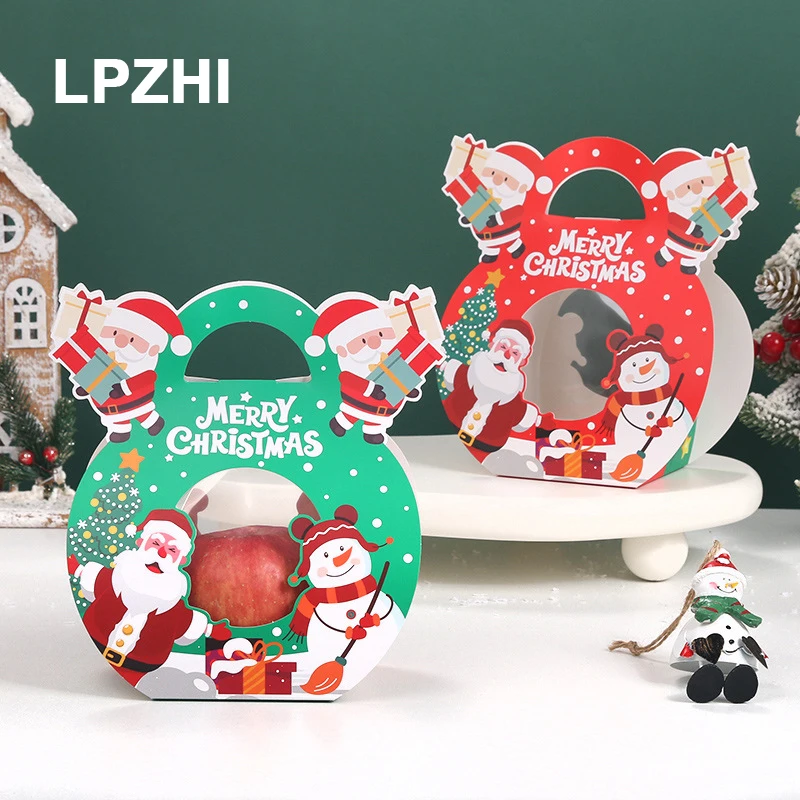 

LPZHI 12Pcs Christmas Gift Packaging Boxes With Clear Window New Year Snack Candy Chocolate Decoration For Kinds Santa Claus