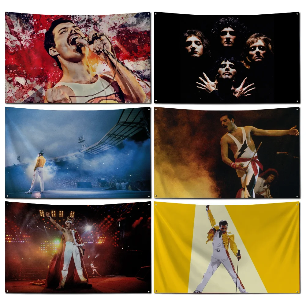 1PC Queen Freddie Mercury Flag Workshop Flags Room Decor Flag Outdoor Decorations Flags For Rooms Four Hole Flag