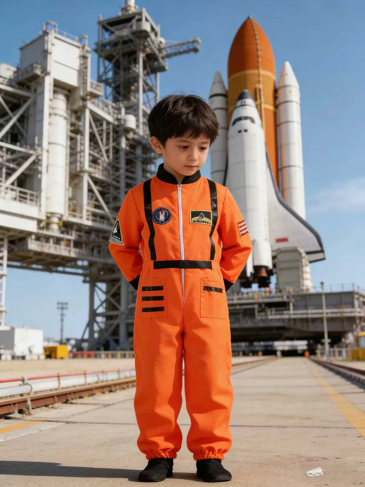 

Костюм-комбинезон для мальчиков в стиле космического костюма, оранжевый, для школьных представлений, уличных выступлений и других мероприятий, костюмы для Хэллоуина, карнавалов и различных праздничных вечеринок