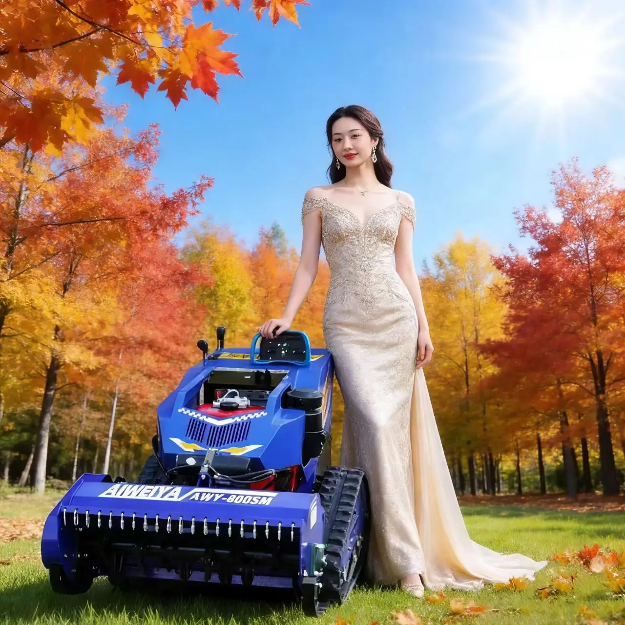 Customized Remote Control Flail Mower exclusive river embankment unit, dyke-top remote control avoids slippery slopes