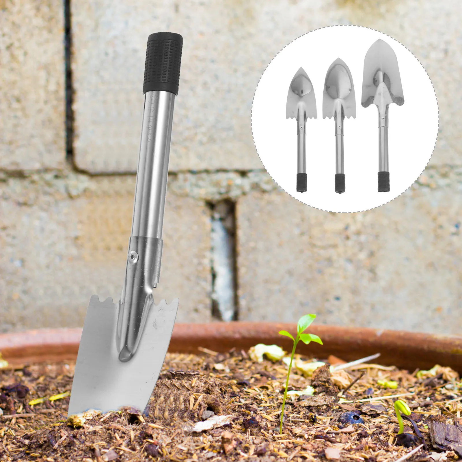 

3 Sizes Stainless Steel Garden Shovel Set Large Medium Small Spade Trowel H Tools for Digging Planting Flowers Vegetables Yard