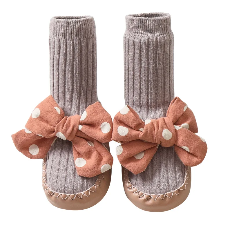 

Spring Autumn Baby Girls Socks Newborn Baby Bowknot Socks Infant Baby Socks Anti Slip Soft Cotton Floor Sock Shoes