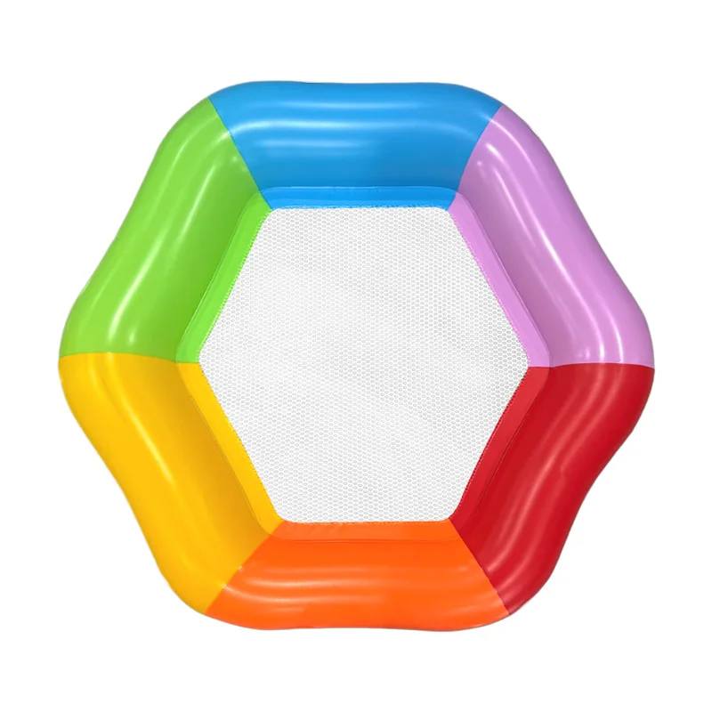 New Hexagon Colorful Inflatable Water Float Thick PVC Large Double Person Pool Lounger For Outdoor Beach Swimming Entertainment view 4