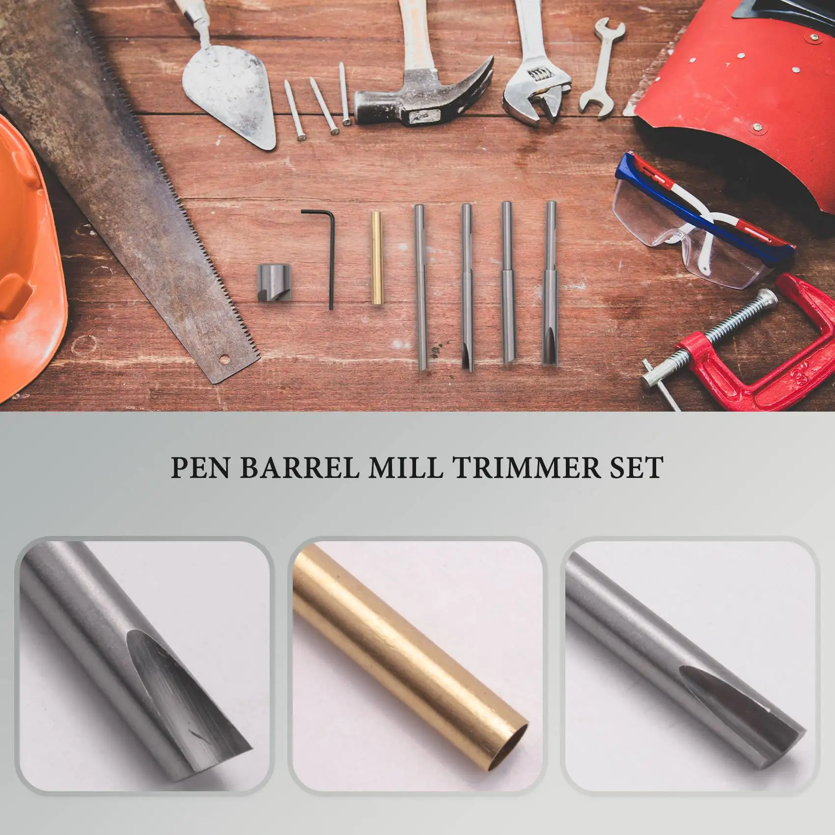 Pen Barrel Mill Trimmer Set, 7-Pieces Professional Turners Trimming System-New