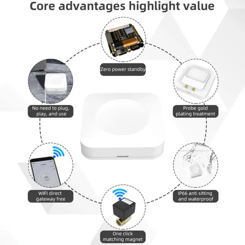 Safe And Practical Smart Water Sensor Easy To Carry Sensor No Gateway Required Fully Sealed Alarm Flood Prevention