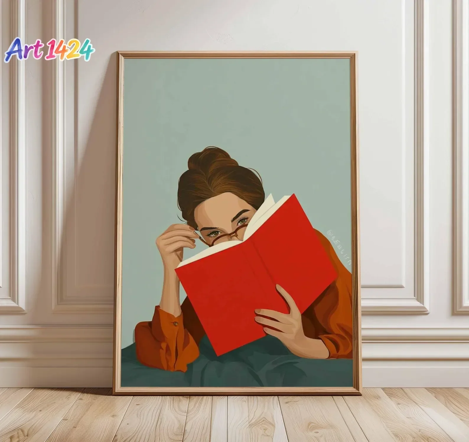 Woman Reading Book Wall Art | Modern Illustration Poster | Cozy Literary Decor | Book Lover Gift | Contemporary Home Artwork