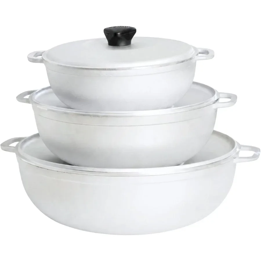 3Pcs Aluminum Stock Pot Set, 1.5Qt, 3.5Qt, 7Qt Cooking Pots, Oven Safe Deep Cookware Set for Stews, Soups, Rice Home Kitchen Cooking